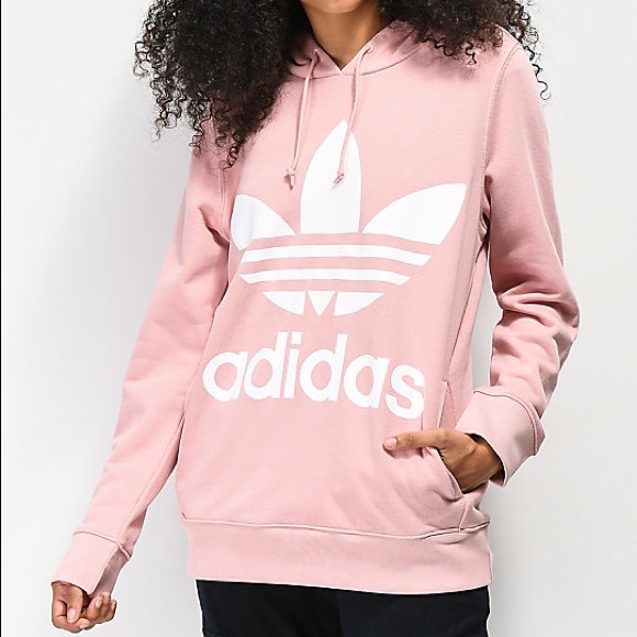 adidas pink trefoil hoodie women's